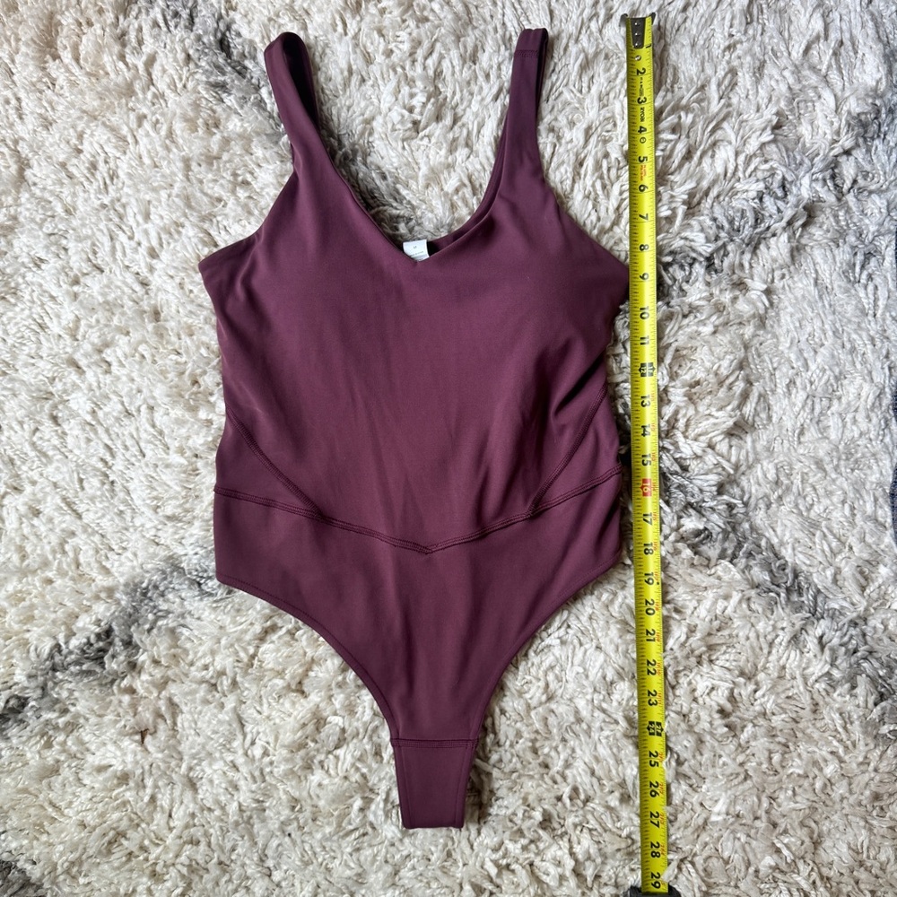 Women's Dreamlux V-Neck Thong Bodysuit w/ Lycra in Dark Jasper Purple Size M - Picture 10 of 16